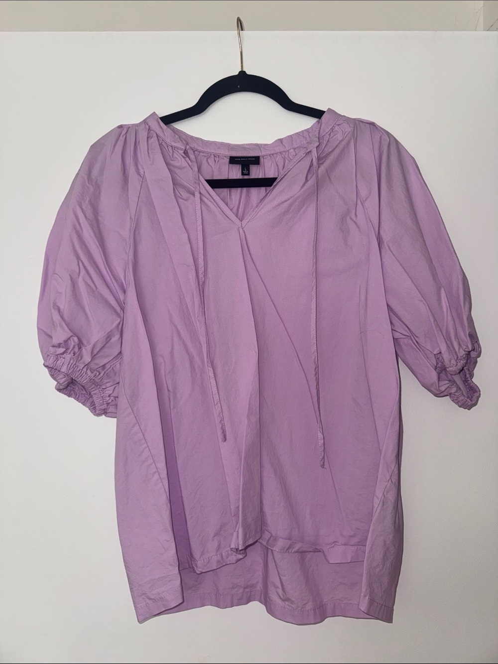 Who What Wear Lilac Peasant Blouse with Tie Neck - Women Tops
